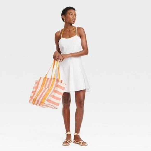 Women's Beach Bungalow Linen Mini Dress - A New Day White XS - Picture 2 of 2